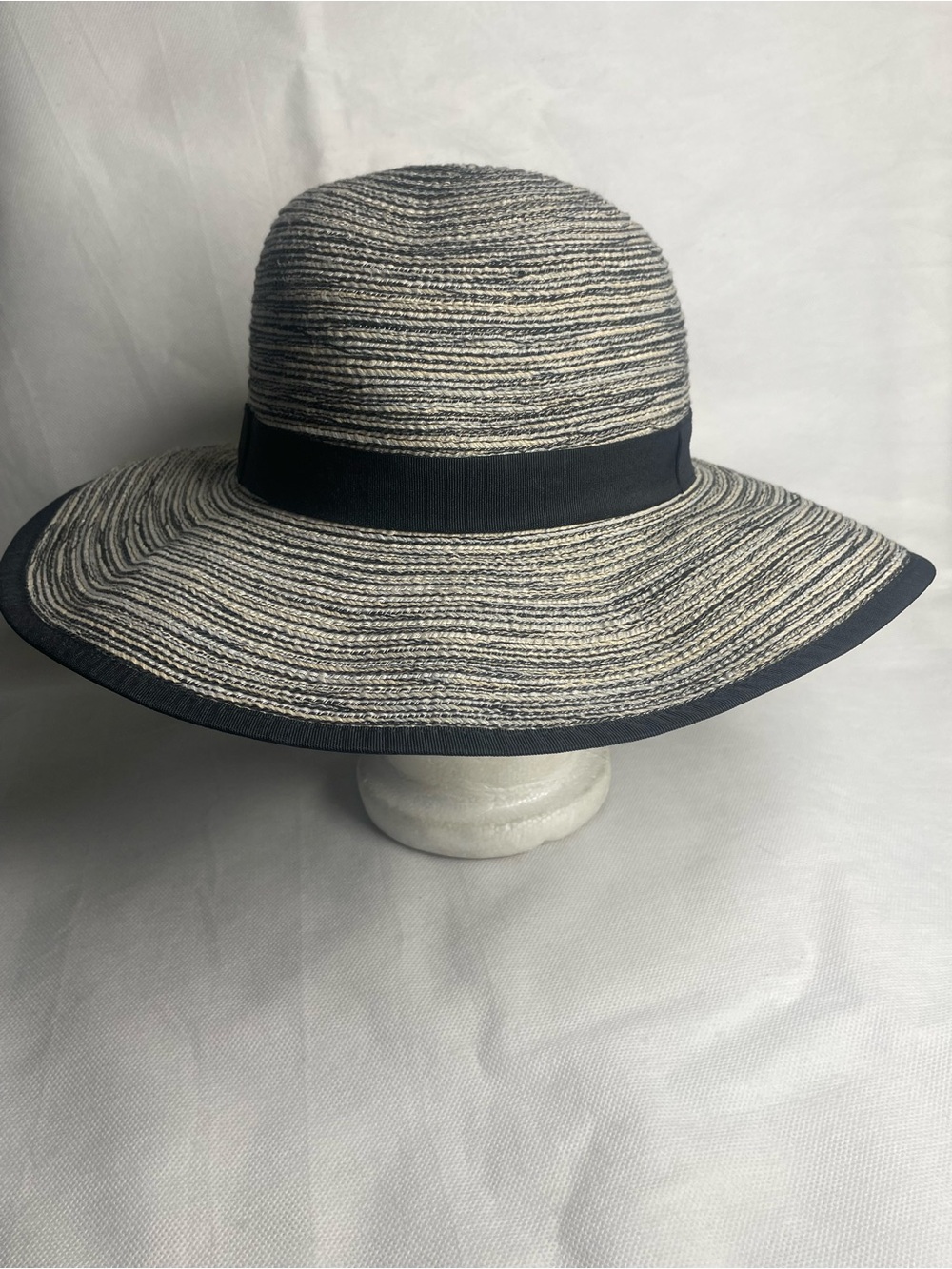 Solar Escape Straw Beach Hat Ribbon Band Cream Black One Size Adjustable Tassels